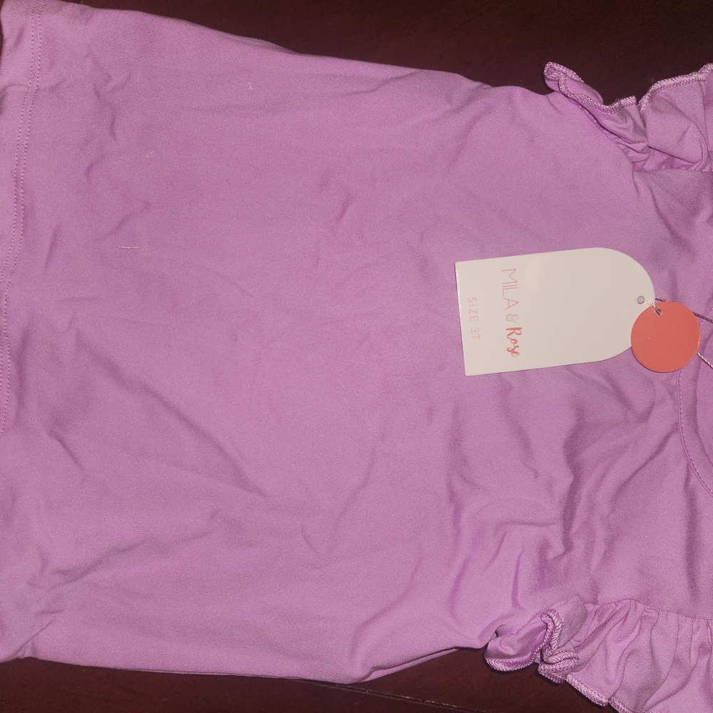 Mila & Rose 3T Bright Lilac Short Sleeve Ruffle Tee Shirt